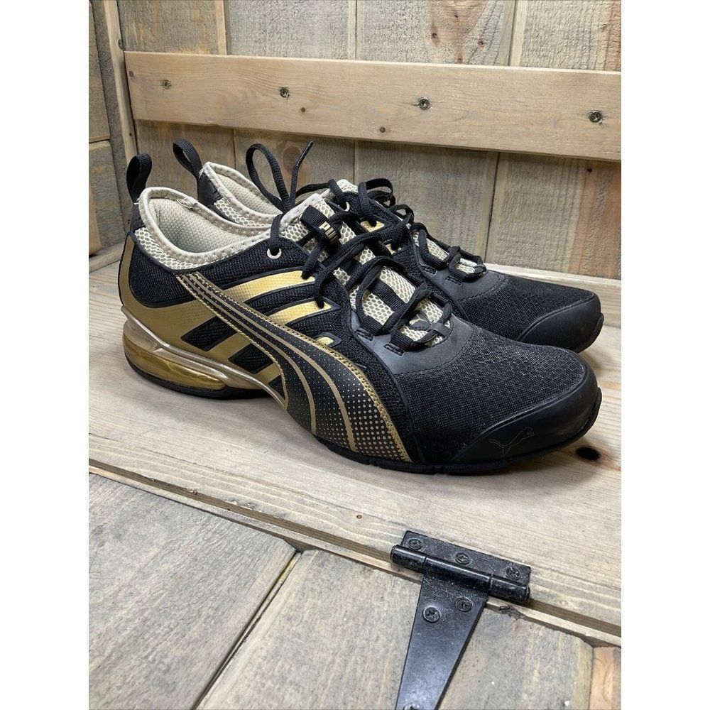 Rare Puma Mens Running Eco Ortholite Black Gold Us12 Eu46 Worn Once Only